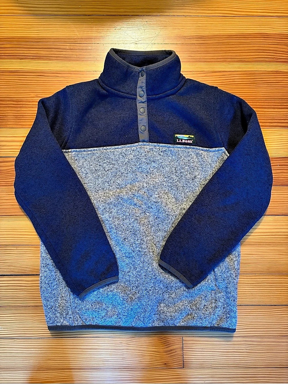 L.L.Bean Hi-Pile Fleece Snap Pullover Color Block Medium